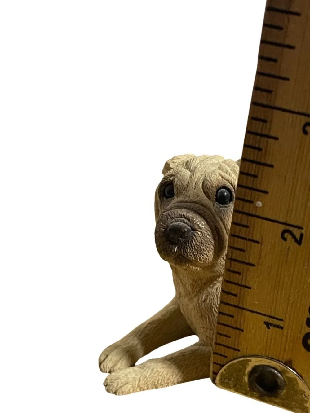 Shar-Pei Puppuy Dog Figurine Hand-Painted Resin Collectible Tan Brown Sculpture